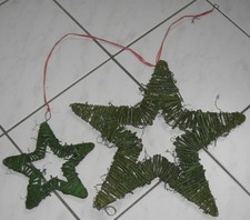2 Sterne - Rebe - Weide - Rattan - Hänger - Sternhänger - zum Aufhängen - grün