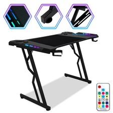 120/140cmGaming Tisch LED Gamer Schreibtisch Ergonomisch PC Computertisch Z-Form