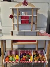 Großer, massiver Kaufladen Kaufmannsladen von howa - Farbe Rot / Weiß - Top