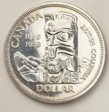 Canada 1 Dollar 1958 Kanada Elizabeth II British Columbia Silber  Km#55