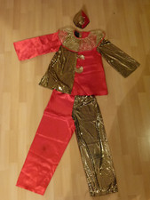 Harley Quinn Kostüm Kinder für  Mädchen und Jungen Gr. 140 Rot/Gold