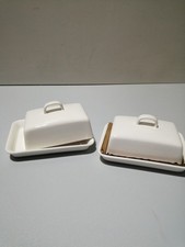2 Stück 150 Gramm Butterdose Keramik Weiß – 2 Stück Set