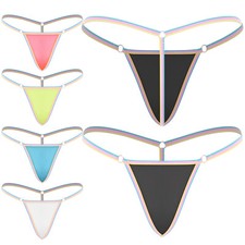 DE Damen String Tanga Transparent Nahtlos Regenbogen Mesh Mini Bikini T-back 