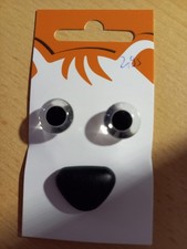 2 Tieraugen transparent und Nase schwarz 12 mm Union Knopf