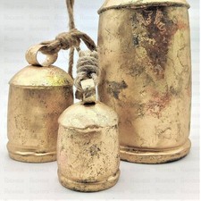 3× Riesige Harmonie Glocken Vintage Handarbeit Rustikal Weihnachtsdeko Glocken