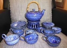!!!! SCHÖNES TEESERVICE XANTEN SEROCKA BLAUE SCHMELZGLASUR KERAMIK !!!!