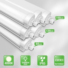 2x LED Feuchtraumleuchte IP65 Wannenleuchte Naturweiß Linkbar 60-150cm Licht