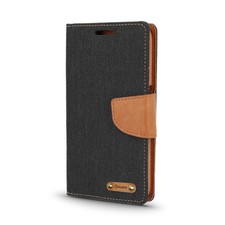 Book Case Jeans CANVAS Hülle Handy Tasche Schwarz Braun Für Samsung Galaxy A40