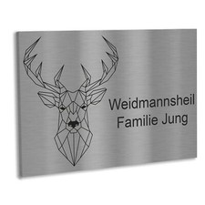 Jung Edelstahl Design Edelstahl Türschild mit Tiermotiven in 12x8 cm