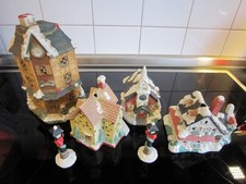 Weihnachtshaus Stadt Dorf Winter Beleuchtung Teelicht Deko 4 Häuser 2 Laternen