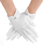 Kurze Satin Handschuhe, Weiße