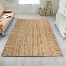 Indisch Handmade Fläche Teppich Beige Natur Jute Wohnzimmer Flach Kelim 1.8x2.7m