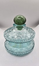 Antikes Tintenfass aus grünem Glas mit Deckel Glasbehältnis