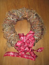 Weihnachts Deko großer Türkranz Weide dunkel d 40 cm inkl. Schleife Engelshaar