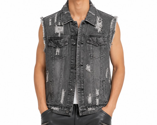 Herren jeansweste grau - herren, schwarz