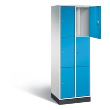 Spindschrank, Schulspind, 2 x 3 Fächer a 300 mm, Korpus Lichtgrau