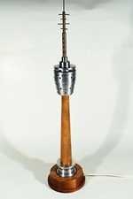 Vintage FERNSEHTURM Modell Stuttgart ° Holz Alu.-Tischlampe ° Handarbeit Unikat