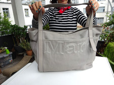 MARC O´POLO MARC O POLO Dam Premium Tasche Schultertasche Canvas Leder Grau Neu