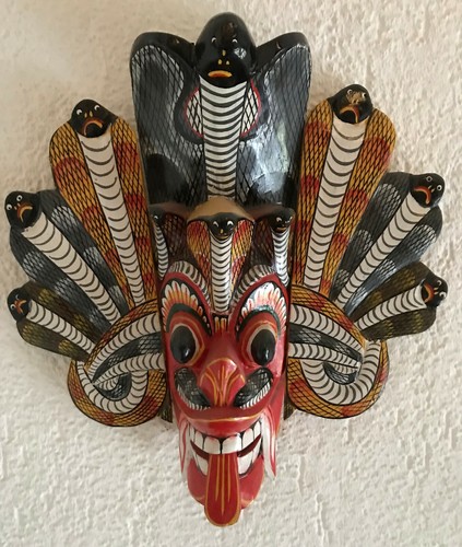 Holzmaske wandbehang cobra - holzmaske,