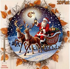 Holzschild Weihnachten Winter Rentierschlitten mit Santa Claus Nikolaus