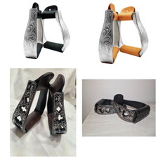 Western Steigbügel Westernsteigbügel Silber Schwarz Poker Herz Caro Gravur