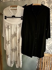 Beinkleider Blusen Tunika Hose Schwarz Weiß Set Boutique Ware Neuwertig Ital.