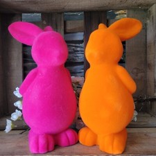 2 x Flock Hase Figur 23 cm Osterdeko orange pink Dekoration Osterdeko Osterhase