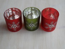 Teelicht, Kerzenhalter, Windlicht, 3 Stück, Bauernsilber rot und grün -NEU