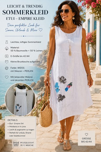 Sommerkleid leinen baumw - sommerkleid, leinen/baumw