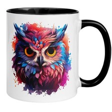 Tasse Eule | Bunte Eule im Farbspritzer Design