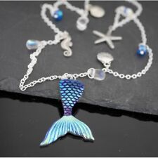 Meerjungfrau Halskette Mermaid Nixe Anhänger Glitzer Schuppe karneval Bettelkett
