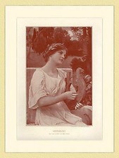 Abendlied Harfe Saiteninstrument von Alfed Seifert ORIGINAL KUNSTBEILAGE III 219