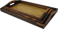 Tablett Holz / Rattan