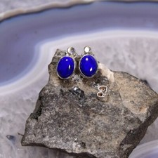 Lapislazuli Ohrring, 925er Silber, Edelstein Ohrring (3316), mit Mondstein