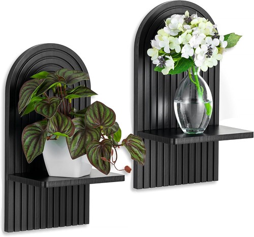 Wandregal holz schwarz boho - wandregal,