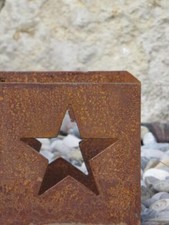 Edelrost Windlicht Stern, quadratisch Advent Kerzen Windlicht Laterne Lampe