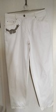 Designer Jeans weiss mit aufwendiger Stickerei silber/gold, Gr. 46  lt. Fotos