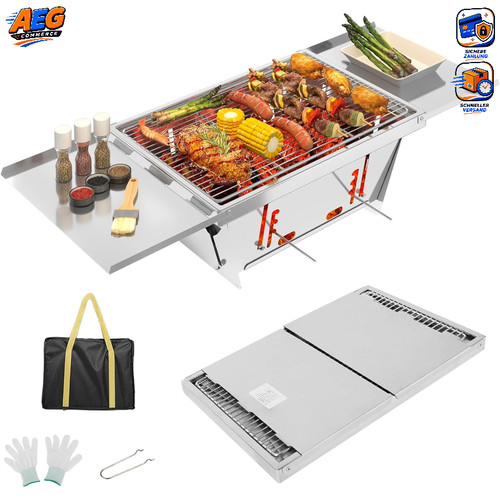 Klappgrill tragbar edelstahl - klappgrill,