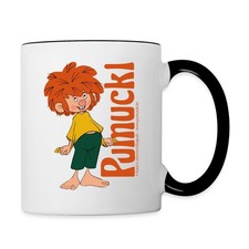 Pumuckl Mit Verschmitztem Lächeln Und Logo Tasse zweifarbig