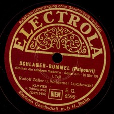 RUDOLF ZELLER & WALDEMAR LUCZKOWSKI Schlager-Bummel 1+2   Schellackplatte S7088