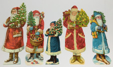 alte Oblaten / Glanzbilder - 5 Stück Weihnachtsmann / Nikolaus #10.25/RSK