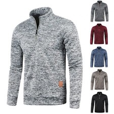 Herren Pullover Pulli Fleecefutter Sweatjacke Sweatshirt Rollkragen Langarm DE