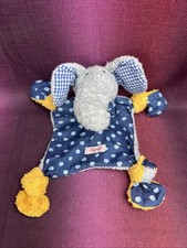 Sigikid ELEFANT blau gelb Punkte kariert Frottee Schmusetuch Schnuffeltuch