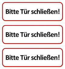 ☆ 3 x Klebeschild - Bitte Tür schließen - 196x65 Aufkleber (geschlossen halten)