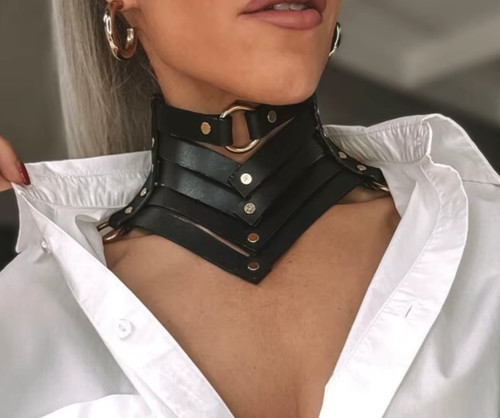 Cooles leder halsband - leder,
