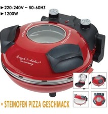 F&M Germany Pizza Express Ofen 1200W 350° Keramiksteinplatte Timer Vorheizt Red