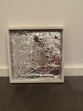 Wanddeko Pailletten silber rosé Streichpailletten 30x30cm Bild Rahmen weiss  top