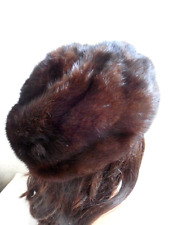 Damen Natur Pelz Fell Hut Nerz Gr.56/57 braun