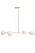 Hängelampe Glas blendarm in Gold Weiß E27 L:85 cm Esstisch Pendelleuchte groß