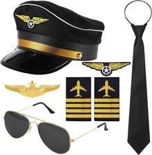 Pilot Kostüm Set Pilotenkappe